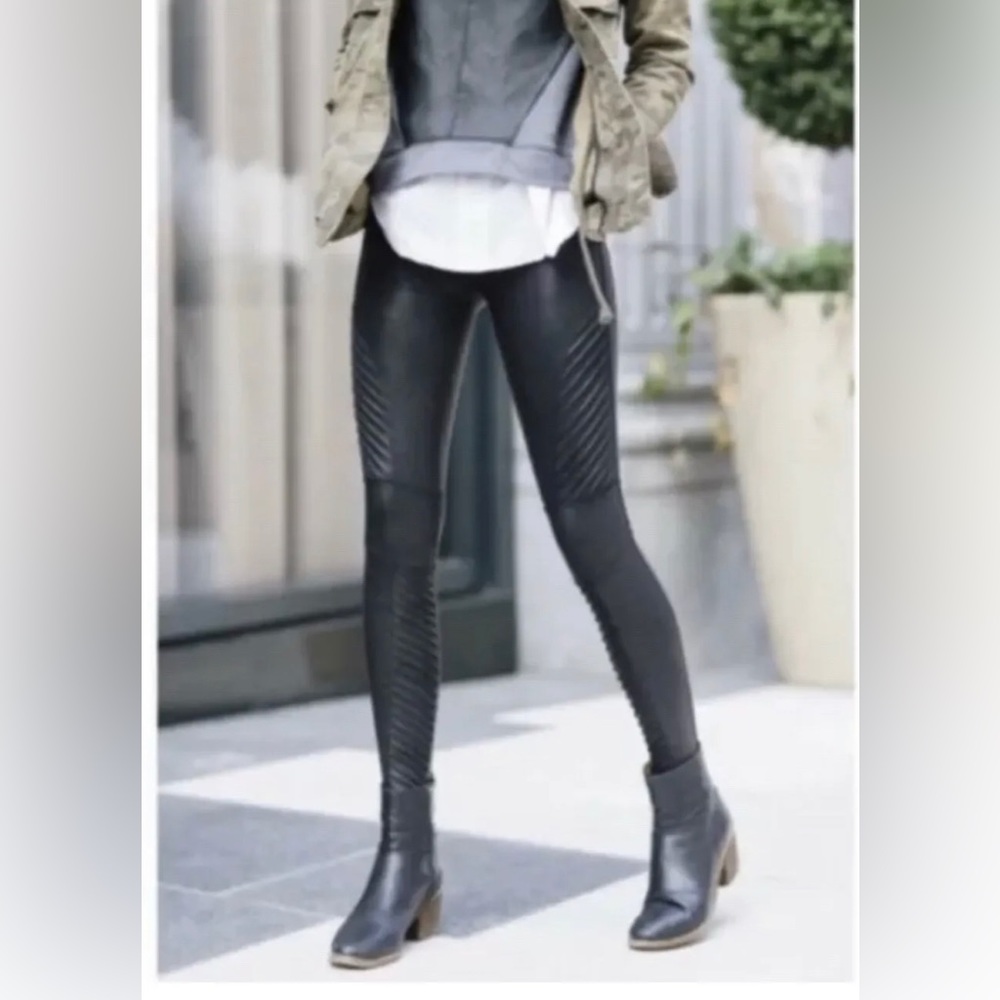 Spanx Faux Leather Moto Leggings Black Large NWOT